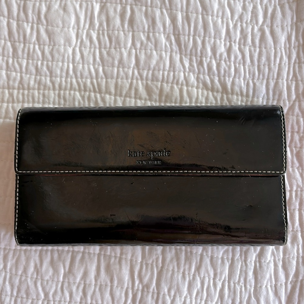 Kate spade black patent leather wallet